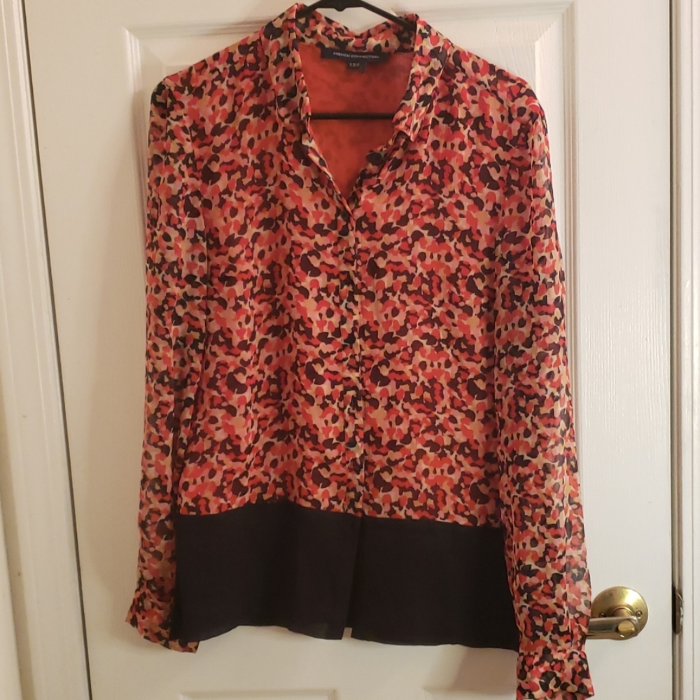 French Connection Orange Button Down Top Size 8 - image 1